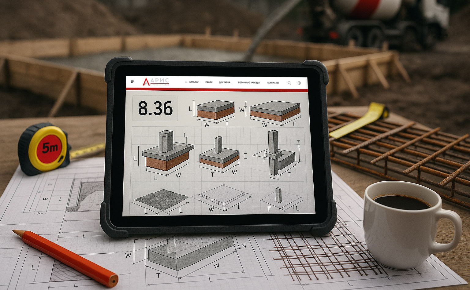 Калькулятор бетона под фундамент - расчет объема: цемента, щебня, песка